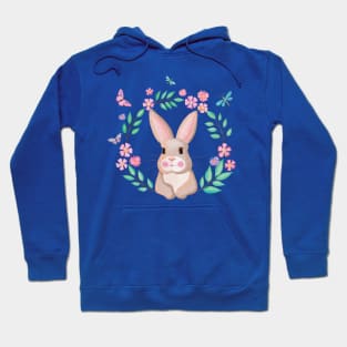 Cute bunny with butterflies and dragonfly Hoodie